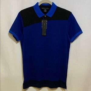 Marc By Marc Jacobs Blue and Black Polo Shirt with Color-Blocking